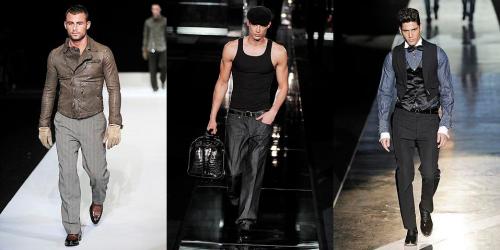 From (L) to (R): Emporio Armani, Dolce & Gabbana, Dsquared² Fall 2009